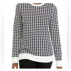 Kim Rogers XL Cotton houndstooth sweater NWT